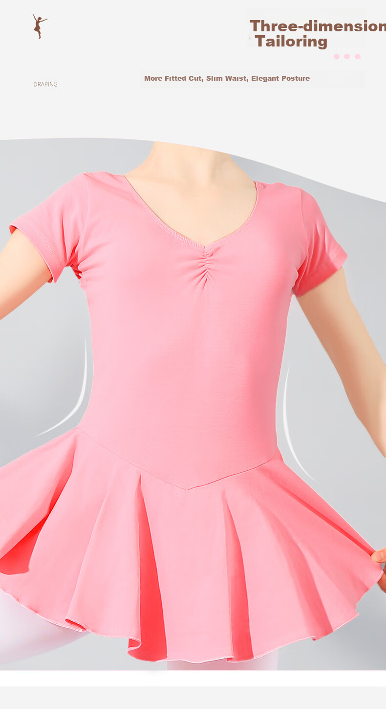 Zhiyouban Children's Dance Short-Sleeve Ballet Leotard, Girls' Performance Costume for Spring, Autumn And Summer, Lightweight Practice Outfit 5