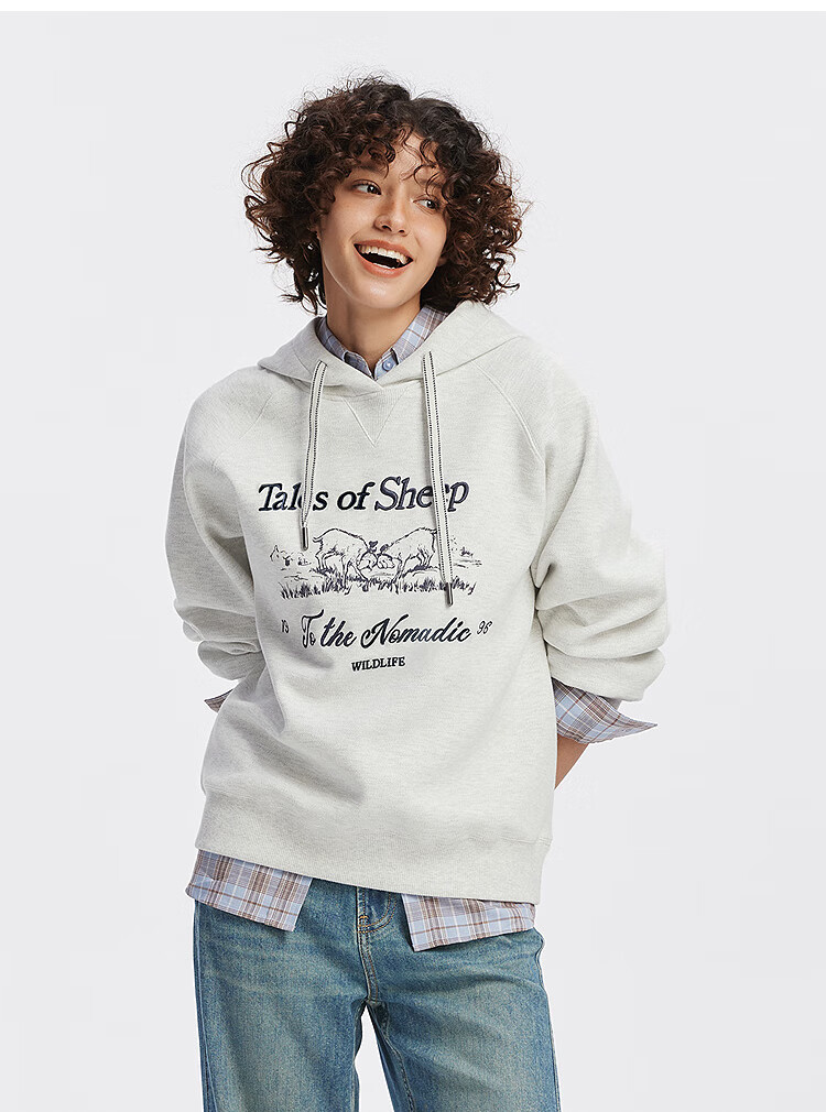 Semir Kazakh Embroidery Hoodie Women Raglan Sleeve Loose Fit 2025 Autumn 101525116022 3
