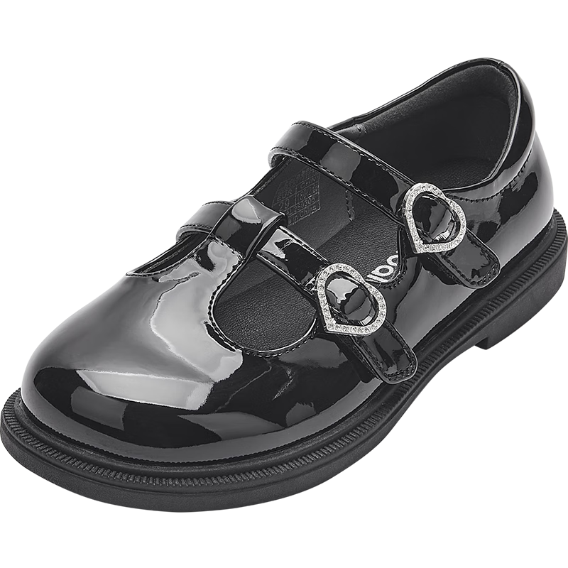 BALABALA Girls Princess Shoes 2025 Spring Autumn Soft Sole Performance Shiny Leather Magic Tape 208325141015