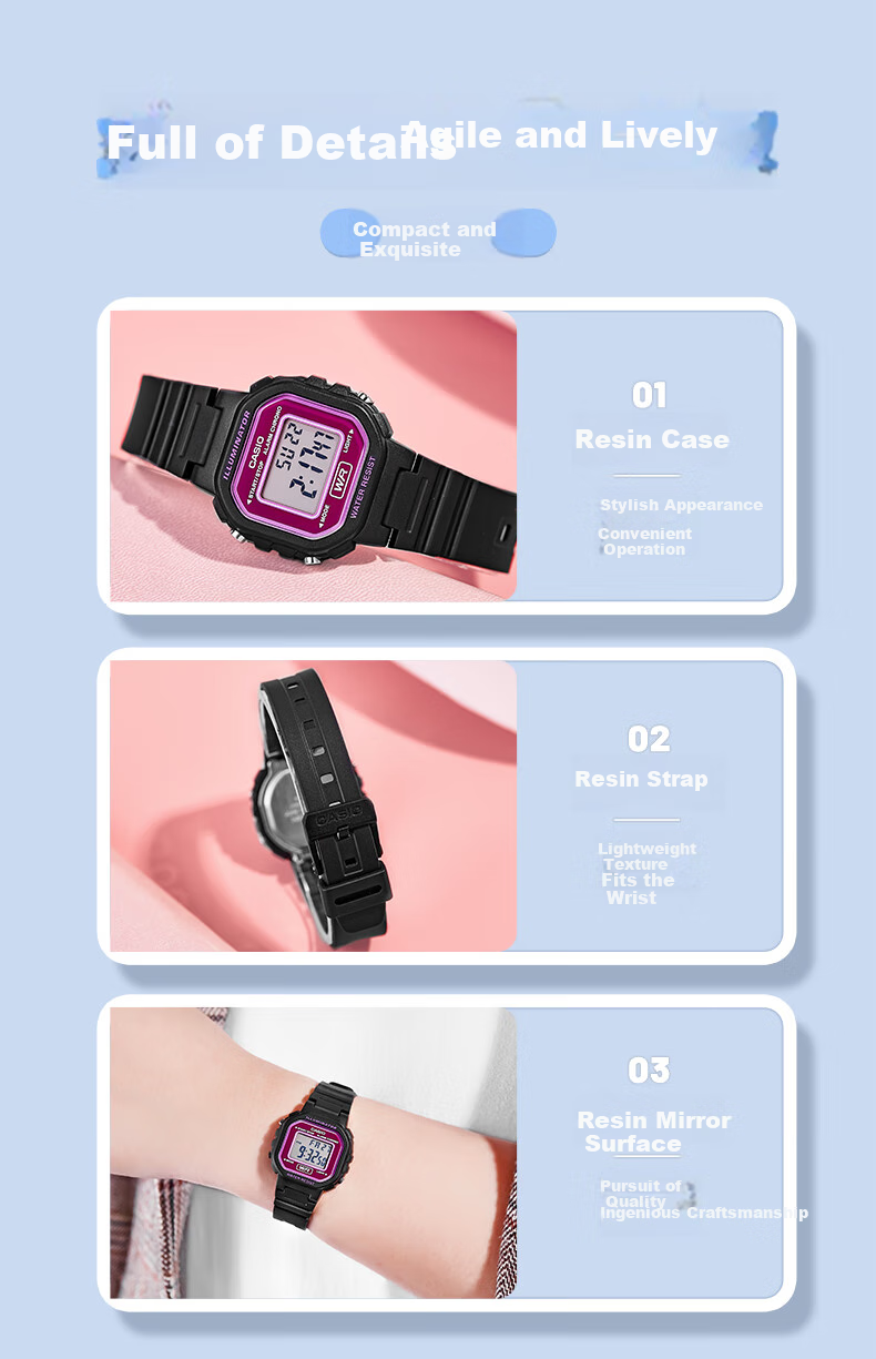 Casio Student Watch, Compact Sports Square Watch, Digital Watch for Men And Women, LA-20WH 6