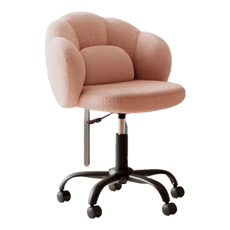 Deli KF305 Lambswool Dressing Chair, Home Computer Chair, Simple Luxury High-End Bedroom Vanity Chair (Pink)
