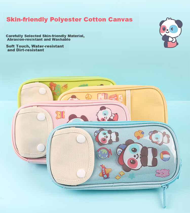 Zhonghua Student Pencil Case, Large Capacity Multi-Layer Pencil Box for Students, Multifunctional DIY Stationery Storage Box, DaDa Panda Series, Children's Day Gift PB0007C, Gree 5