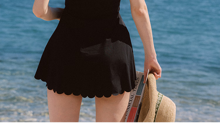 Atlanticbeach 2025 New Popular Halter Neck One-Piece Swimsuit for Women, Summer Hot Spring Vacation Backless Tummy-Covering Little Black Dress-Style Swimwear 12