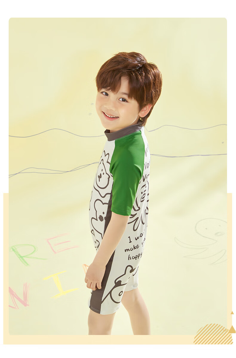 Adoreswim Boys' Swimwear, New Summer 2025 Style, One-Piece Long-Sleeve Sun Protection Swimsuit for Older Boys 5