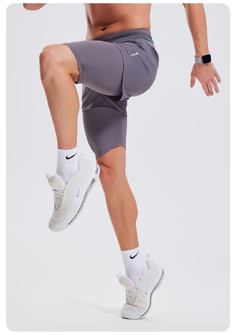 Cosleaf Men's Running Sports Shorts Summer with Liner Training Five-Point Pants Professional Waist Bag Pocket Marathon Fitness Pants 19