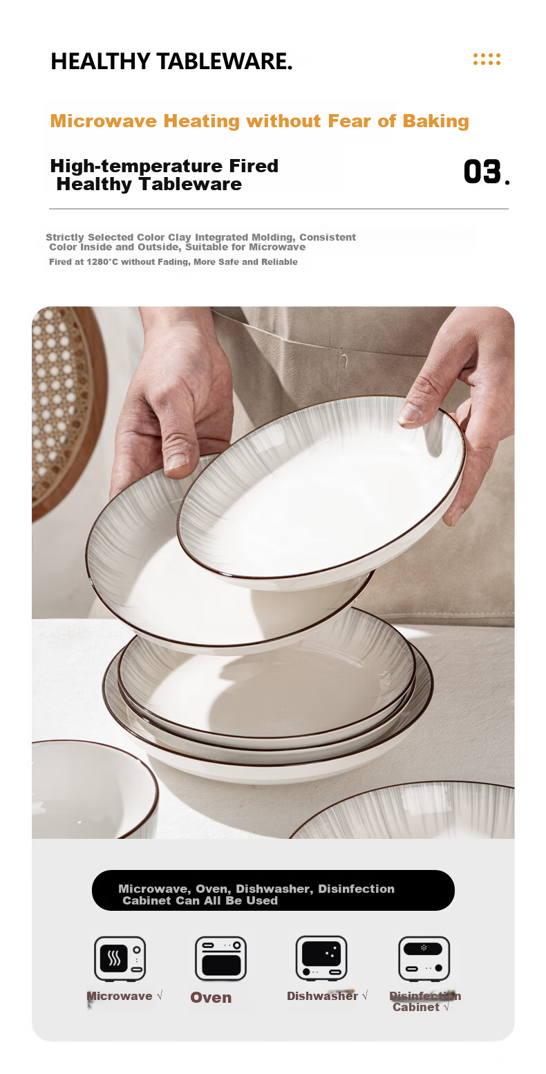 KANGQIN Bowl And Plate Set with Underglaze Color, Simple Nordic Style Ceramic Bowls Plates Chopsticks for 12 People, Upgraded Casserole Deluxe Gift Box Set 5
