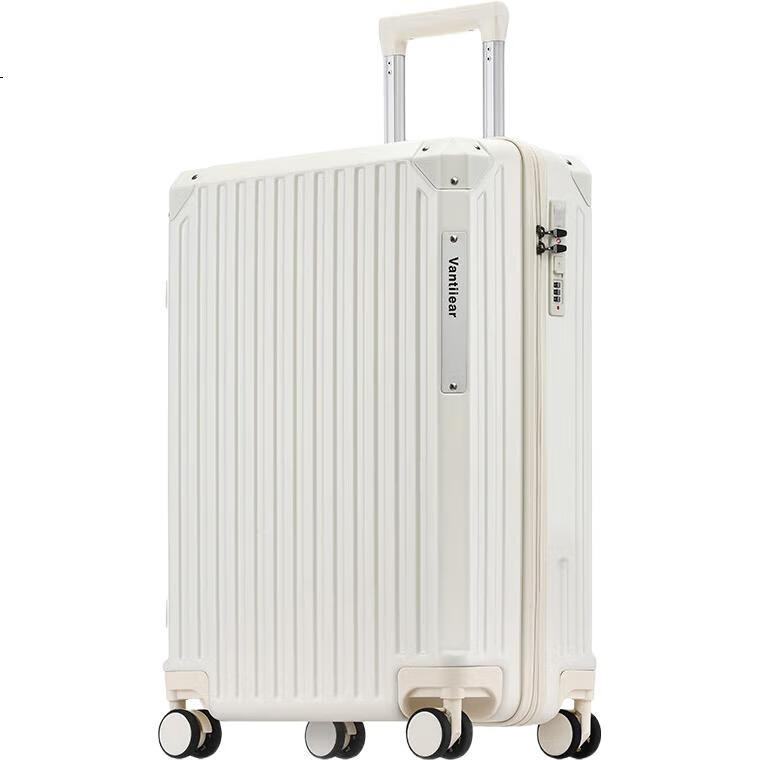 Чемодан Vantiiear USB Charging Suitcase с подстаканником, маленький багаж для ручной клади для мужчин и женщин, дорожный чемодан с кодовым замком, белый, 20 дюймов