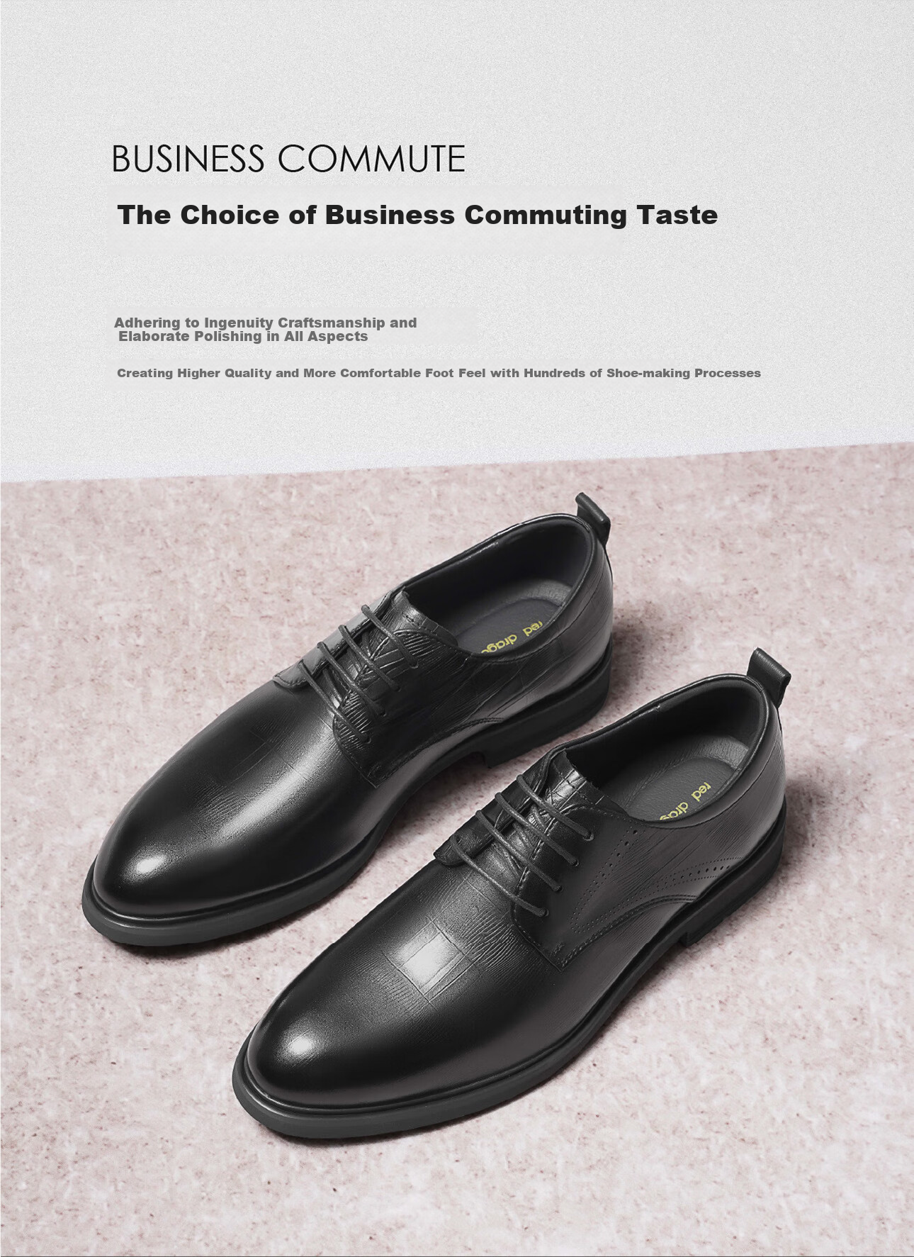 RED DRAGONFLY Men's Leather Shoes, High-End Business Commute Formal Shoes, Wedding Groom Shoes for Men, WTA35022, Black, Size 44 2
