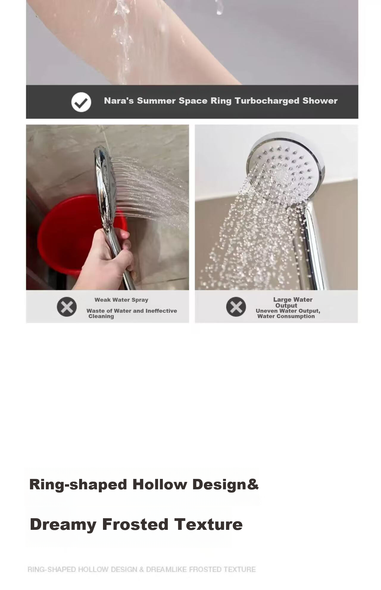 LALAPERCARE Space Ring Pressure-Boosting Shower Head, Handheld Filtered Shower, Bathroom Slim Waist Spiral Water Outlet Shower Head SL-700 4