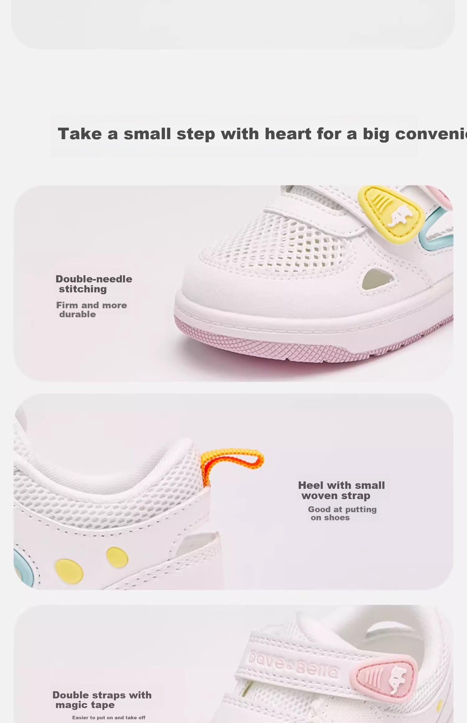 DAVE & BELLA Girls' Mesh Sandals, Boys' Breathable Shoes, Summer Children's Non-Slip Walking Shoes 8