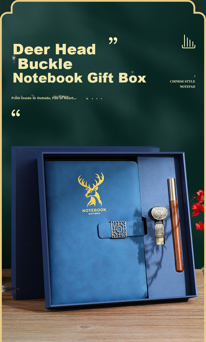 Faramon A5 Notebook, Business Gift Box Set, Thickened for Work Meetings And Office Notes, USB Drive Gift Set, Customizable for Businesses, A5 Black - U-Shaped Buckle (Pen + Refill Gift Box) 1