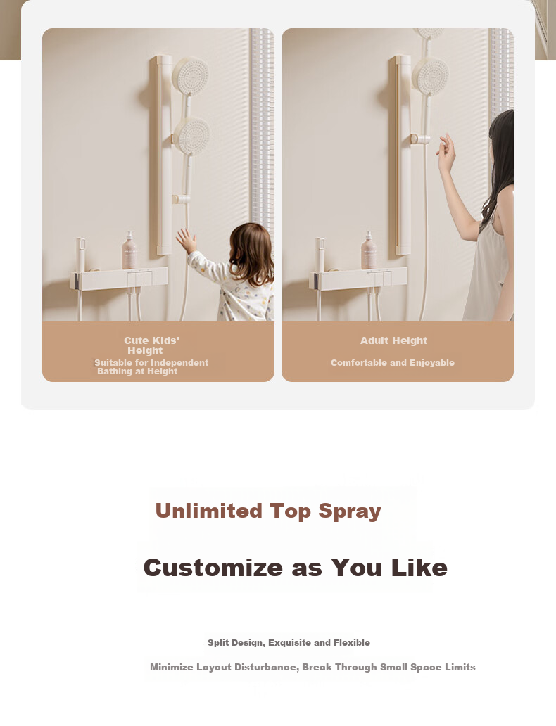 ARROW Jingjie Simple Shower Head, Piano White Button, Large Storage, Pressurized Shower Head with Spray Nozzle 10