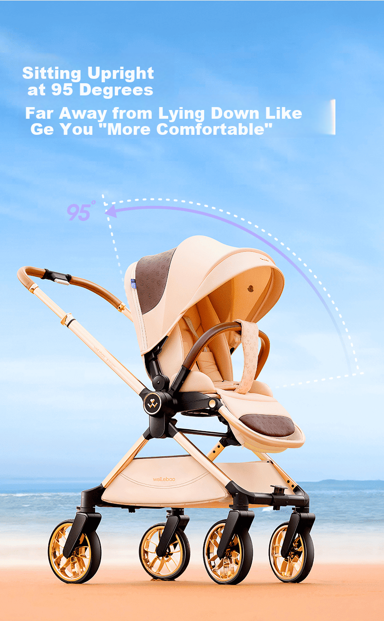 Welebao Huhangjia Baby Stroller Convertible Recline One-Key Folding Reversible High Landscape Lightweight Newborn Infant Pushchair B 27