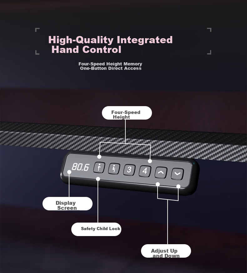Loctek Black Knight Gaming Desk, Electric Height Adjustable Desk, Computer Office Desk, Carbon Fiber Texture Gaming Board, 1.4M 16