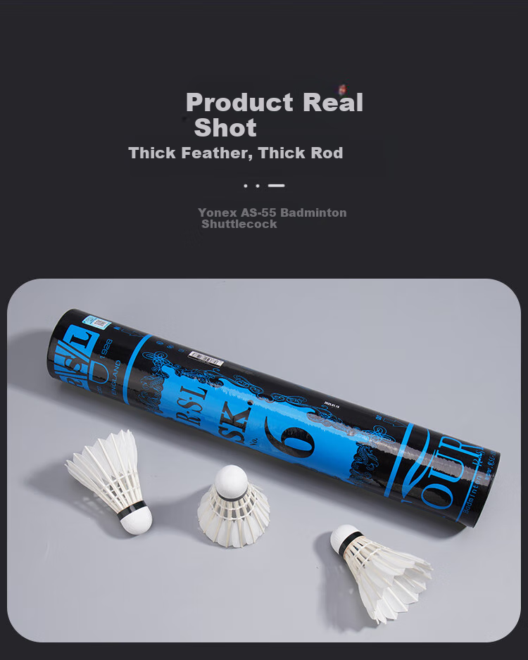 RSL Badminton Goose Feather Shuttlecocks, 12 Pieces Per Tube, Durable And Stable Flight for Competition And Training, SK.6 Size, Speed 76 4