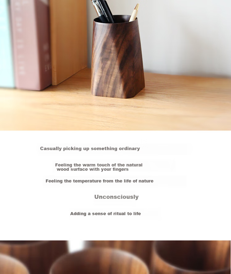 Geshan Black Walnut Solid Wood High-End Ornament, Student Office Desk Organizer, Creative Wooden Pen Holder, Birthday Gift for Men And Women Teachers, High-End Practical Gift for Classmates - Square Shape 5