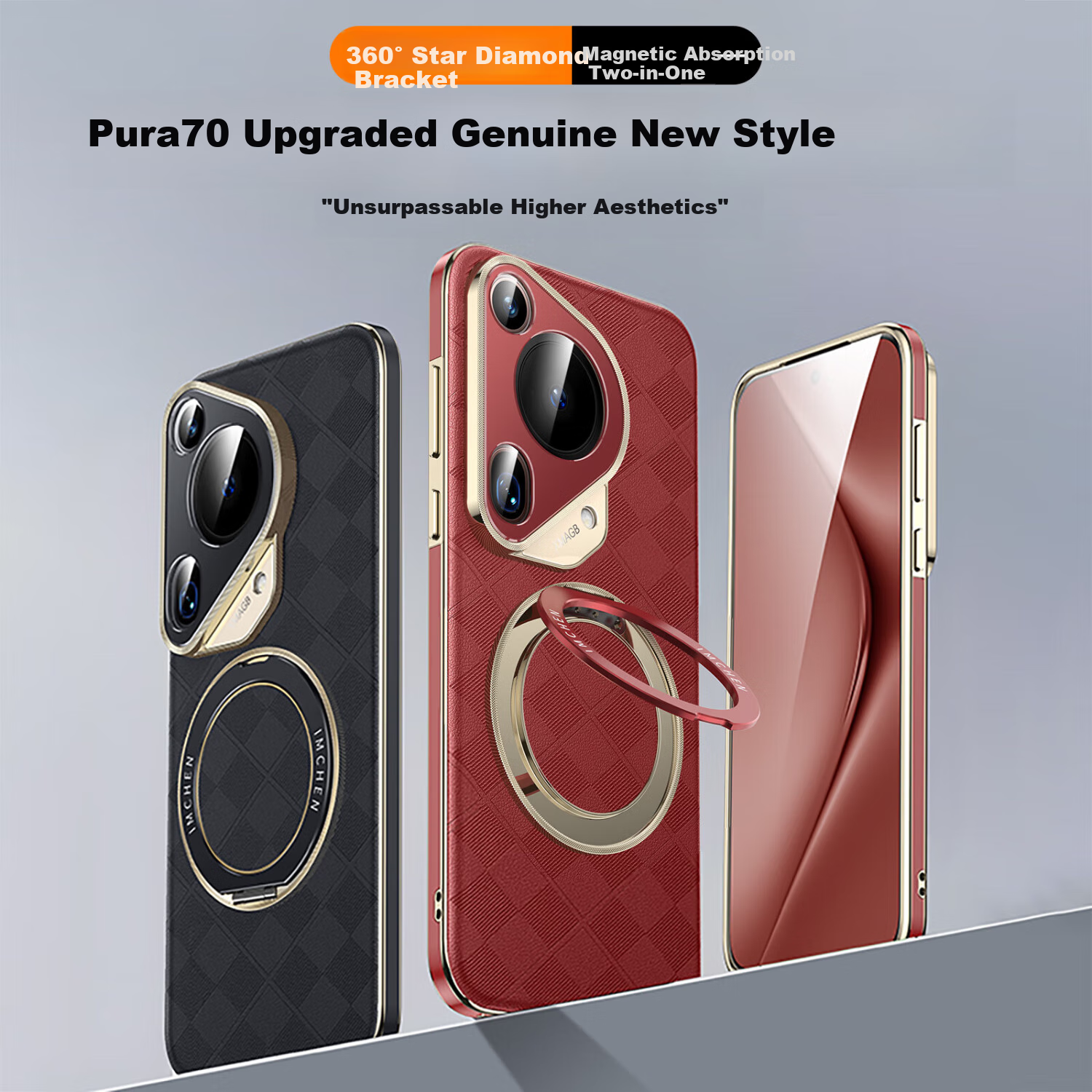 Чехол-книжка Aimeichen для Huawei Pura70Pro+, черный, кожаный, с подставкой и вышивкой