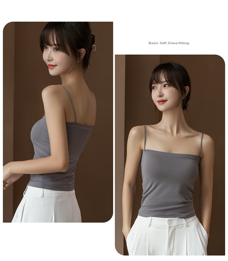 YUZHAOLIN 2-Piece Camisole Tank Top for Women, Strapless Vest for Layering Or Outer Wear, Backless Design with Built-In Bra Pads, Inner Wear for Spring And Summer 24