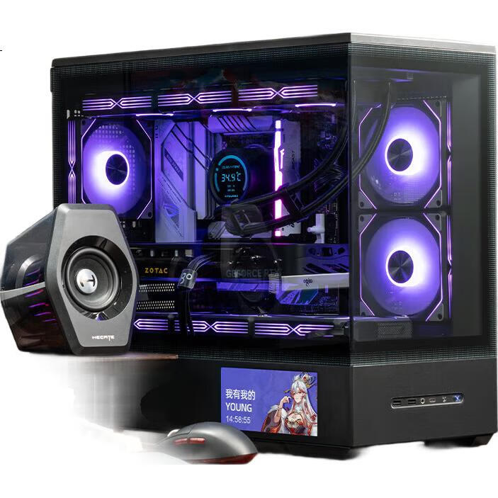 Aigo Starry Sky Gaming Desktop Computer Case, Black, Supports 360mm Liquid Cooling, M-ATX Motherboard, Four-Sided Quick Release, 270° Panoramic View, Compatible with 5090 Graphics Card
