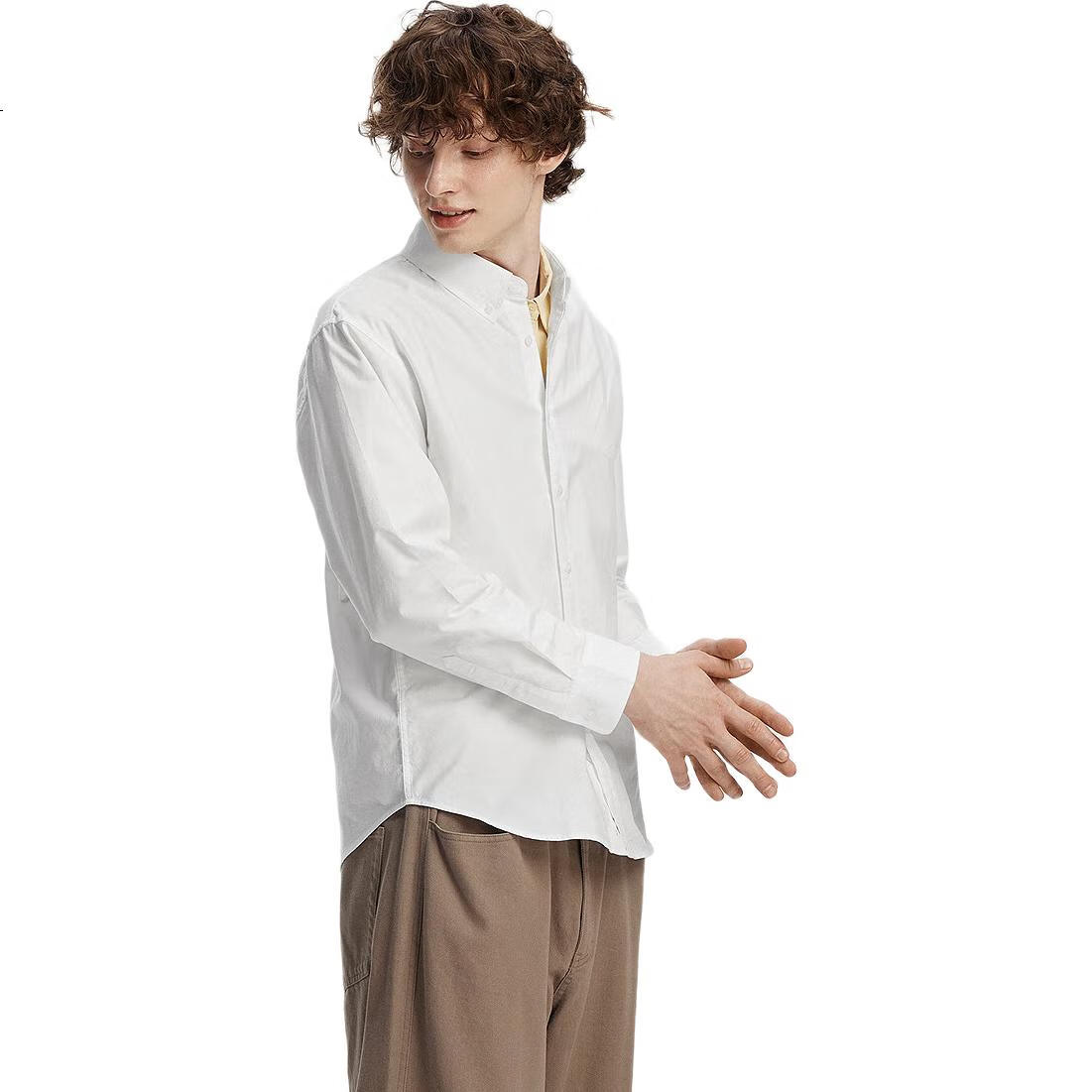 Мужская рубашка Semir Wang Anyu, повседневная, из 100% хлопка, с длинным рукавом, размер XS, цвет белый