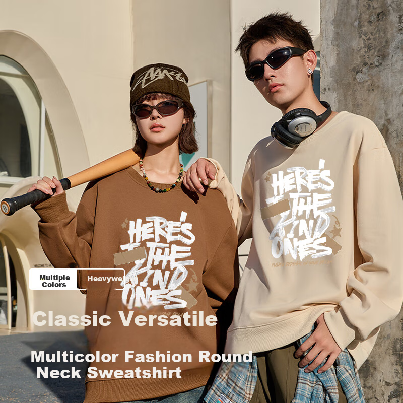 Baleno Crew Neck Sweatshirt for Men, 2025 New Spring Jacket, Youth American Retro High Street Style Loose-Fitting Men's Top