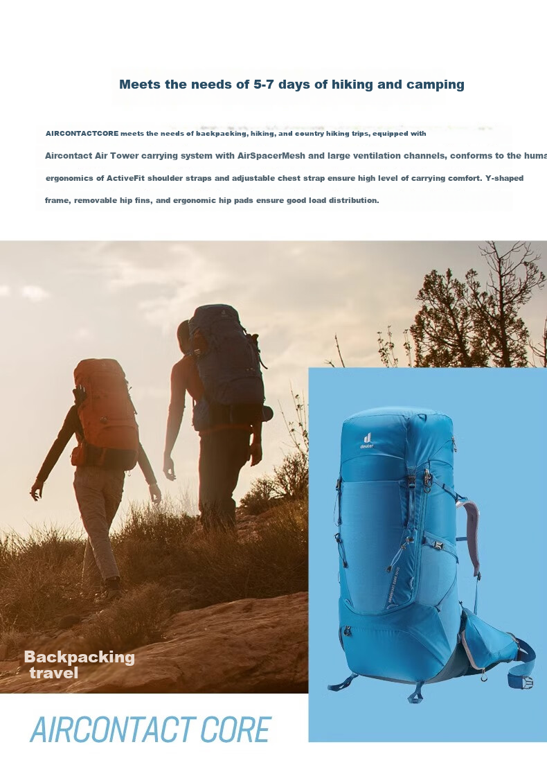 DEUTER Hiking Backpack, Zhen Tu Heavy-Duty Large Capacity Outdoor Bag, Trekking Travel Backpack, Shale Color-45+10SL 2