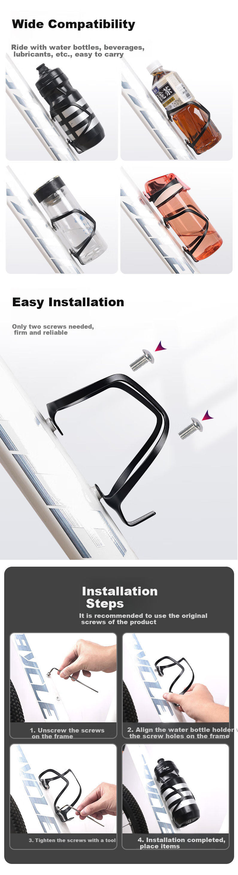 LEBYCLE Ultra-Light Aluminum Alloy Bicycle Water Bottle Cage, Universal Water Bottle Holder for Road Bikes, Bike Rack, Cycling Equipment Accessory 6