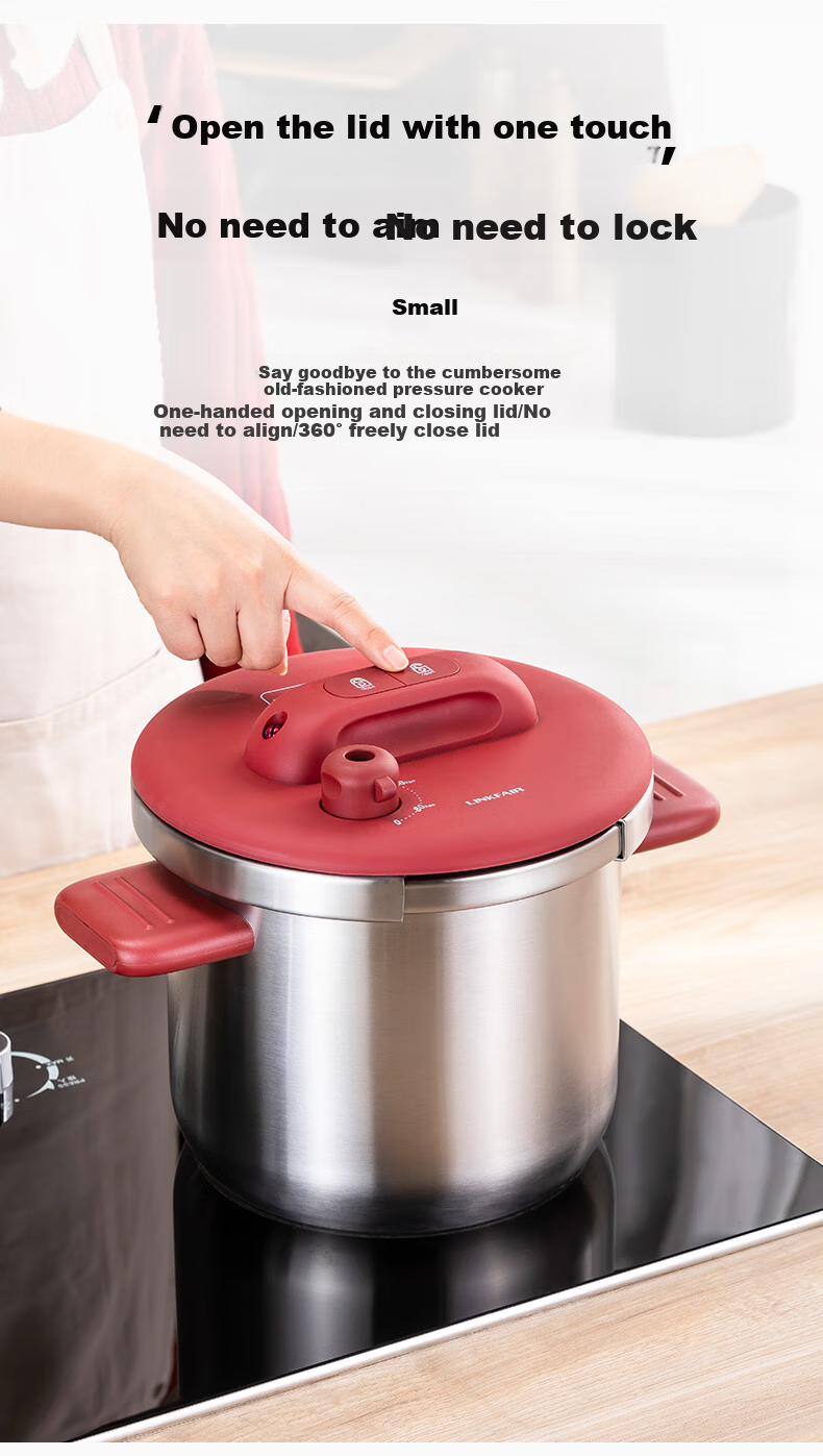 LINKFAIR Gaole Shigao Pressure Cooker, Household Pressure Cooker, Explosion-Proof Stainless Steel, One-Touch Opening And Closing, Suitable for 3-8 People, Compatible with Gas And Induction Stoves 6