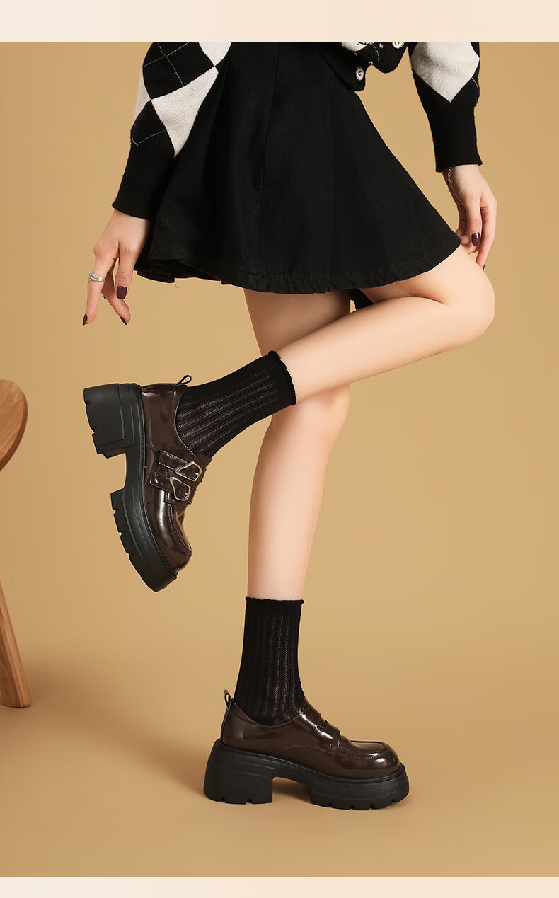 DAPHNE Platform Loafers Women 2025 New Autumn British Style Small Leather Shoes High Heels 7