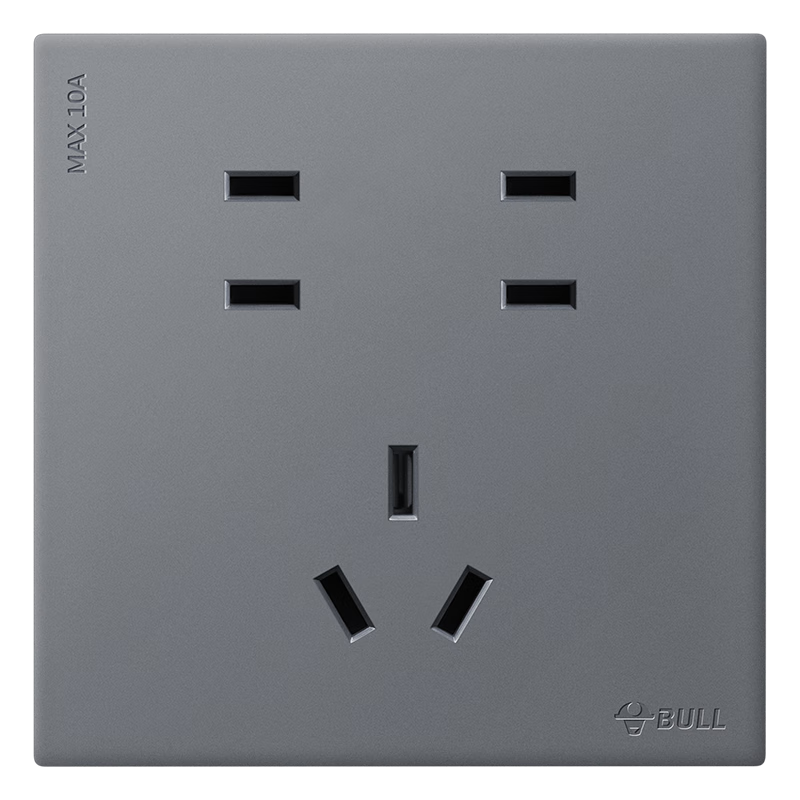 BULL G60 Series 10A Seven-Hole Socket Ultra-Thin Switch Panel G60Z323 Phantom Gray