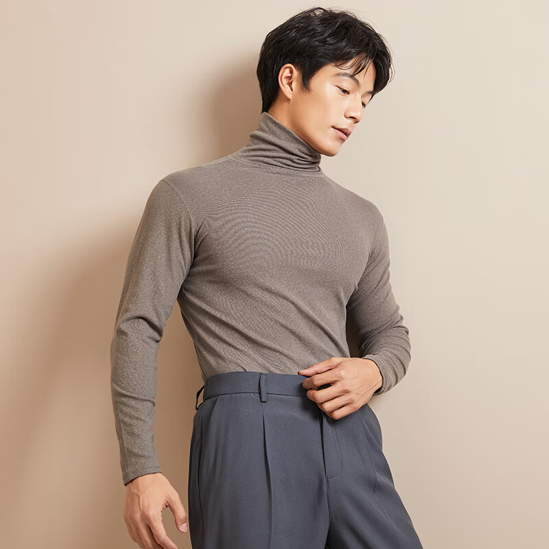 Langsha Men's Slim Fit Turtleneck Base Shirt Autumn Winter New British Style Versatile High-End Youth Warm Thermal Top 9