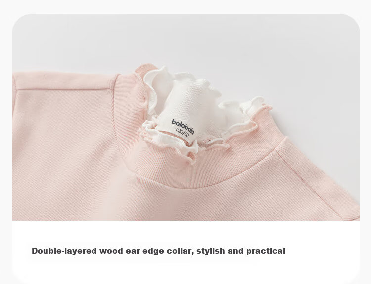 BALABALA Girls' Long-Sleeve T-Shirt, Children's Autumn Sweet Doll Collar Inner Layer Top Cute 208325100001 3
