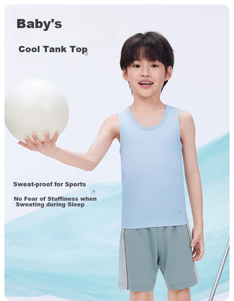 THREEGUN Children's Cooling Woodland 3A Antibacterial Round Neck Tank Top for Boys And Girls, Light Purple, Size 110 4