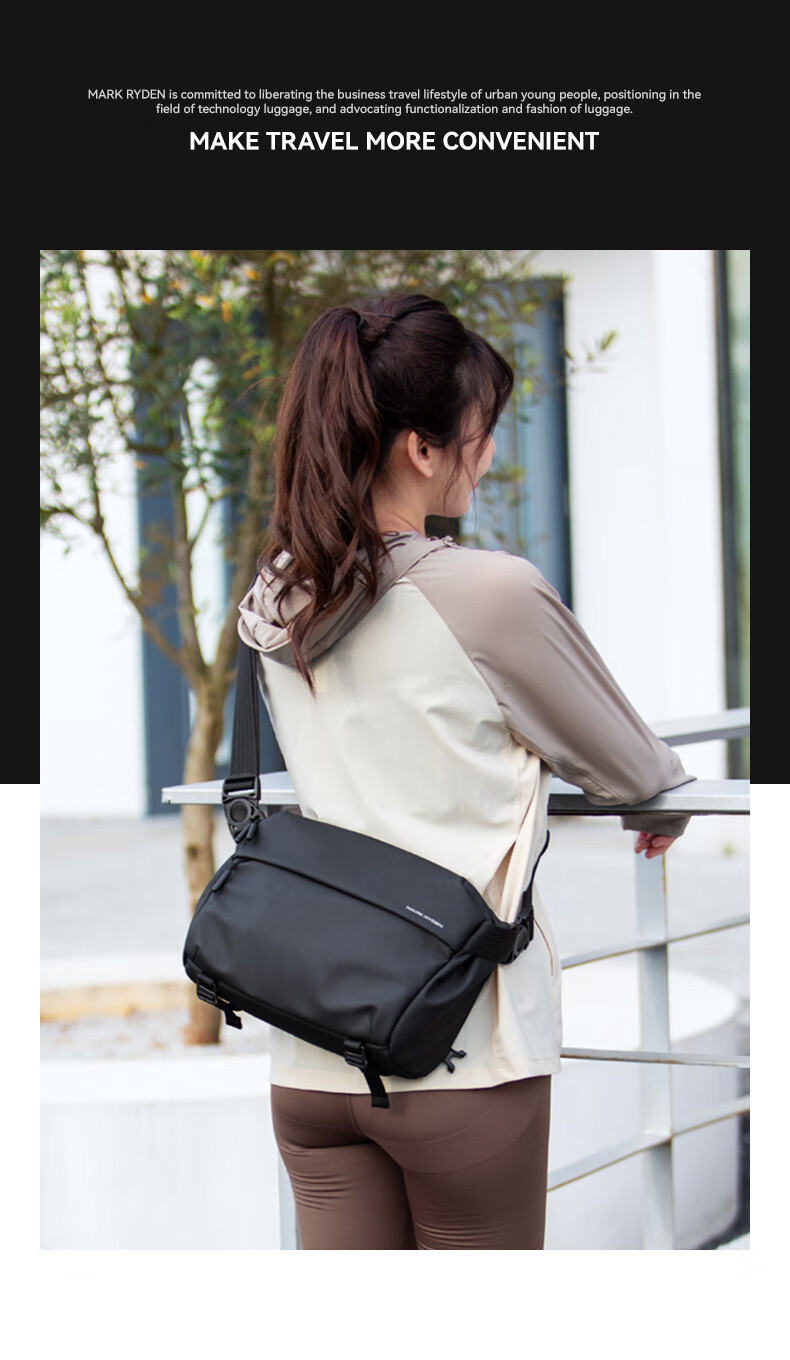MARK RYDEN Large Capacity Lightweight Casual Versatile Crossbody Bag, Fashionable Trendy Commuter Cycling Functional Flat Shoulder Bag Chest Pack 7
