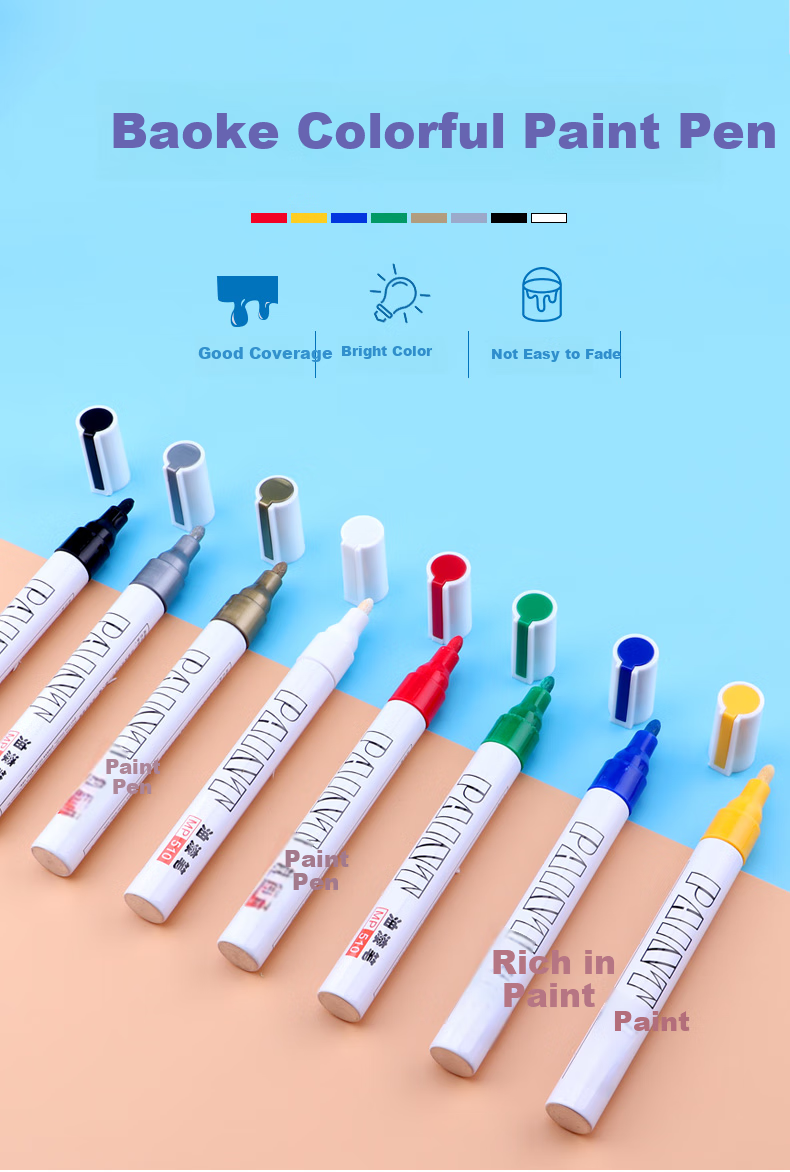 BAOKE MP510 White Oil-Based Marker Pen, Signature Pen, Check-In Pen, Note-Taking Pen, Graffiti Pen, 12 Pens/box 1