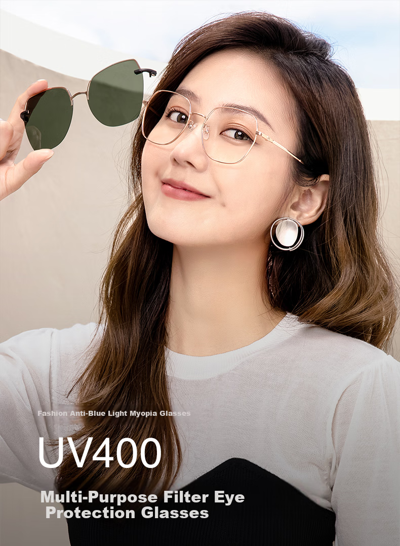 LOHO Large Frame Anti-Blue Light Glasses for Nearsightedness, Customizable Prescription, Women's Frames with High-End Feel, Unique, Face-Slimming, Bare-Faced, Five-Fold 1