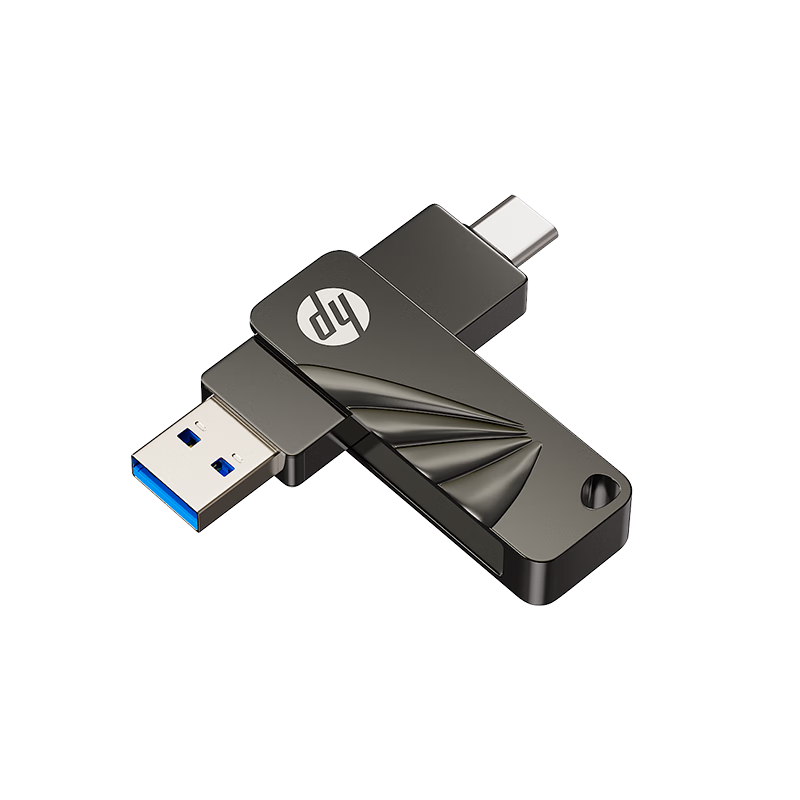 HP 128GB Type-C USB 3.2 Mobile Flash Drive 762C High-Speed 260MB/s Metal Rotating Dual Interface Solid-State USB Drive for Phone and PC
