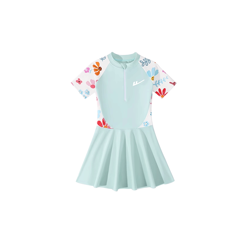 Huili Children's Swimsuit Girls' One-Piece Dress, Big Kids Swimming Pool Quick-Dry Girls' Three-Piece Set, 34020 Green 3XL