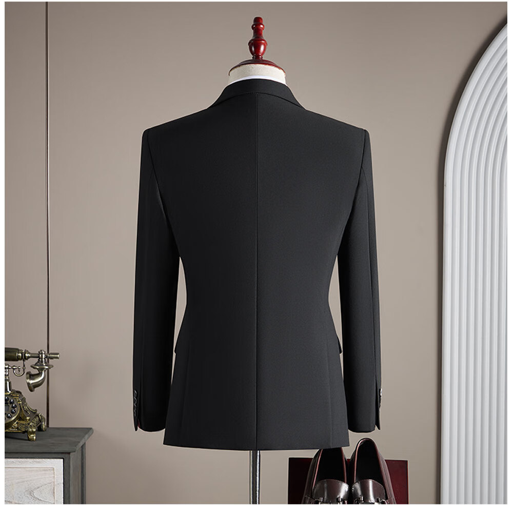 ROMON Men's Business Suit Set Blazer + Vest + Trousers Dark Blue M 7