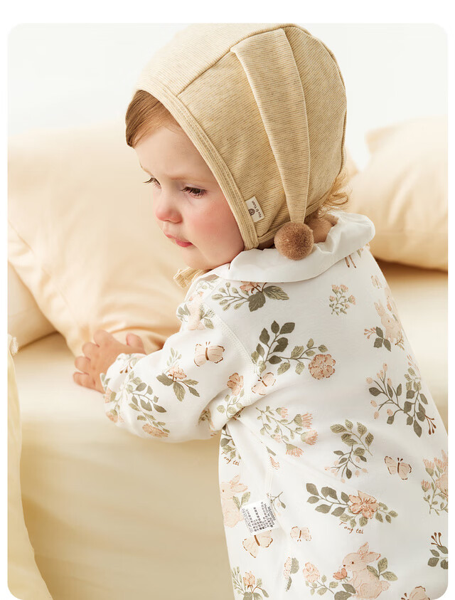 TONGTAI Baby Romper Spring and Autumn Pure Cotton Girls Newborn Jumpsuit Lace Pajamas White 80cm 12