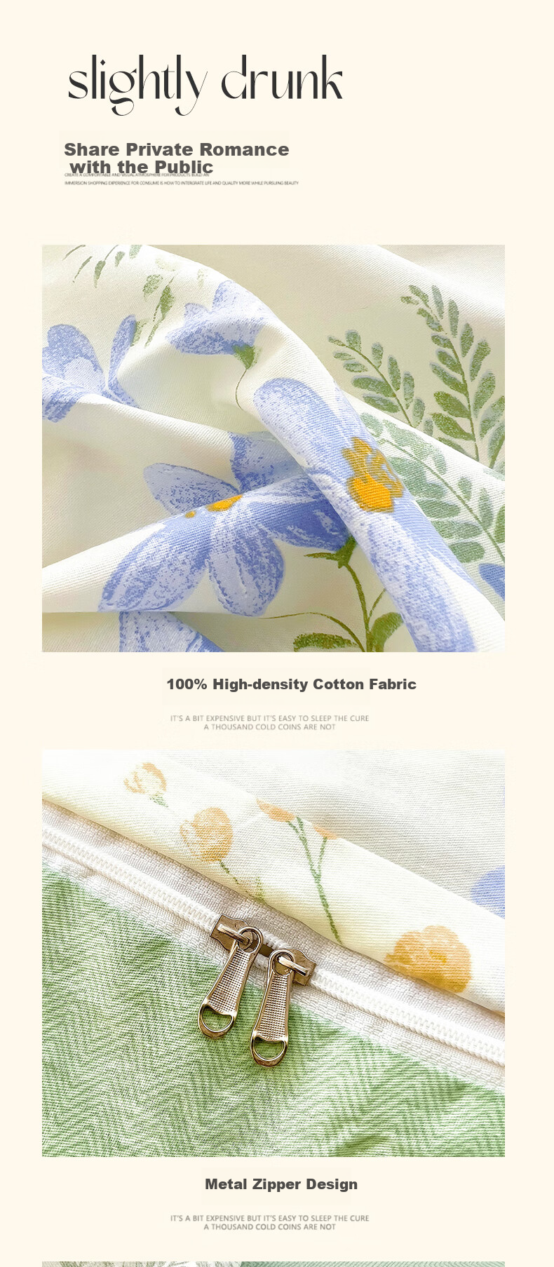 Mengshina A-Class 100% Cotton Duvet Cover Single Pure Cotton Quilt Cover Pastoral Style Double 200*230cm Floral Romance 12
