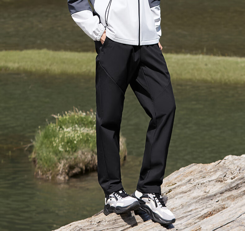361° Men's Autumn Winter Sports Outdoor Running Water-Repellent Fleece Lined Straight Pants 652544708D-2 18