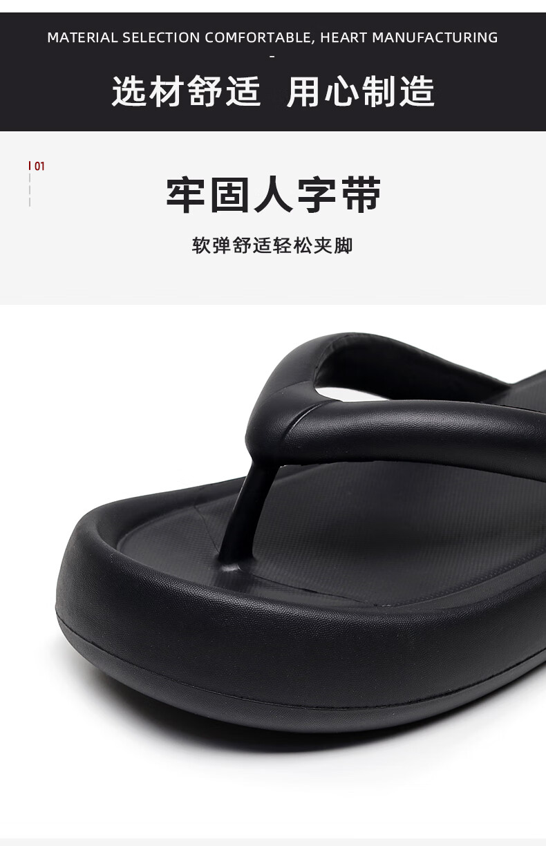 GUOLUOFEI Thick-Soled Flip-Flops for Women, Summer Non-Slip Beach Sandals, Outdoor Slippers, White, Size 39-40 3