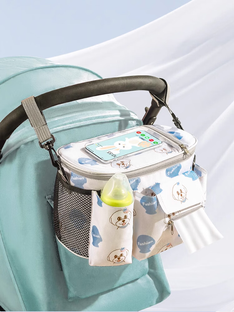 9I9 Baby Stroller Organizer Bag, Mommy Bag, Toddler Car Storage Pouch, Large Capacity Cartoon Design with Touchscreen Function for Outdoor Use 8