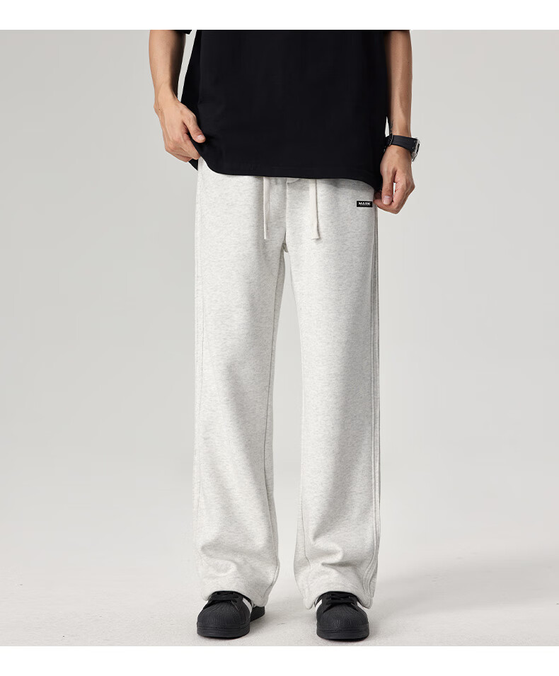 FAIRWHALE Men's Sports Pants Spring and Autumn American Style Sweatpants Loose Fit Youth Wide-Leg Casual Pants XL Advanced Gray 10