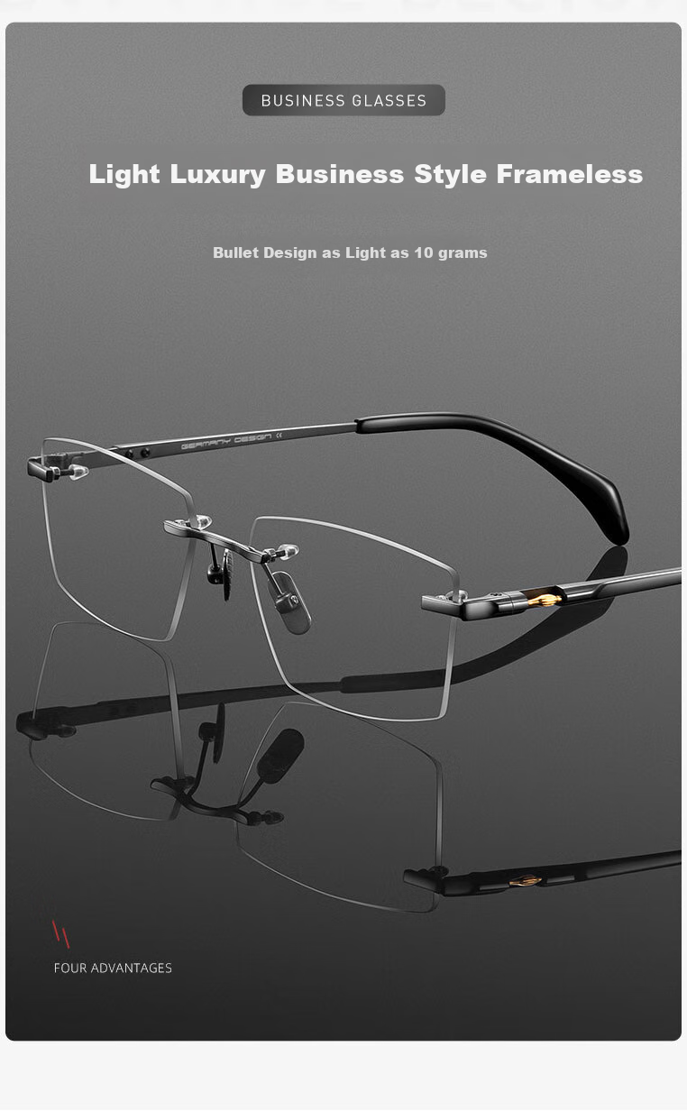 CAPONI Color-Changing Anti-Blue Light Glasses for Men, Ultra-Light Pure Titanium Frameless Flat Lens Glasses without Prescription, Anti-Radiation Phone And Computer Eye Protection Glasses 4