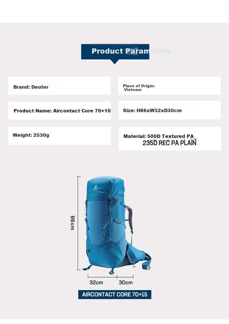 DEUTER Hiking Backpack, Zhen Tu Heavy-Duty Large Capacity Outdoor Bag, Trekking Travel Backpack, Shale Color-45+10SL 24
