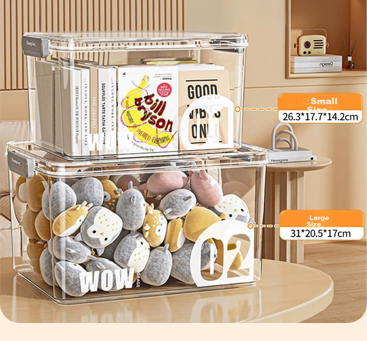 Dengbi Thick Transparent Handheld Storage Box, Household Clothes And Book Storage Container, Large Capacity Snack Toy Plastic Organizer Box 6