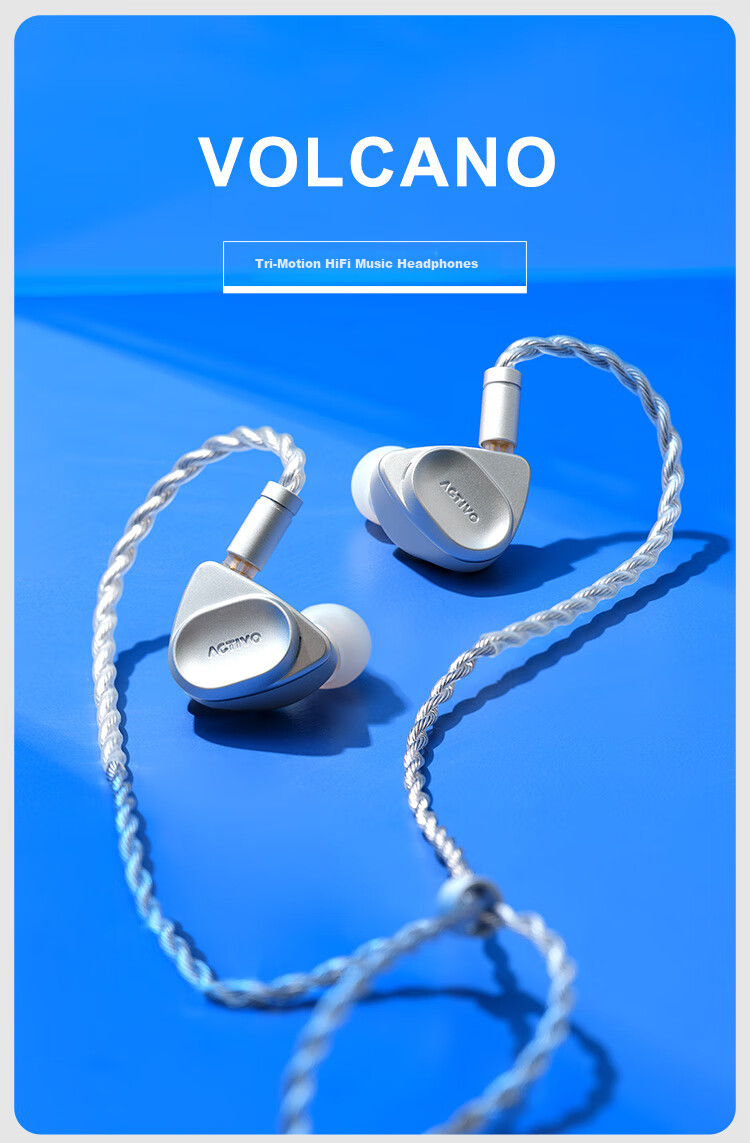 Iriver ACTIVO VOLCANO, Triple-Drive In-Ear HiFi Headphones, 4.4 Balanced, Type-C Plug, Silver, Gift 2