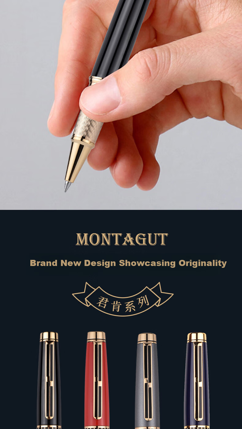 MONTAGUT [Best-Selling Product] Signature Pen for Men And Women, Business Writing Office High-End Gift Box Set, Gift Companion Gift Junken Series Gray 0.5mm 6
